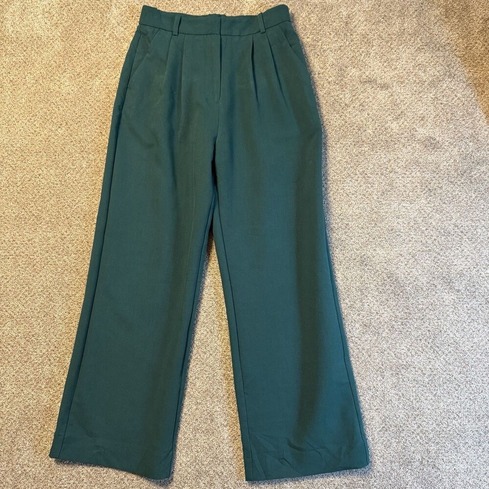 Abercrombie & Fitch Sloane Tailored Wide Leg Pants Green Pleated Slacks Sz 26 2S